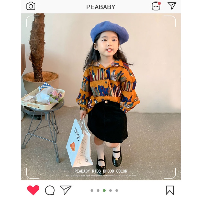 Áo Sơ Mi Tay Dài Họa Tiết Hoa Phong Cách Hàn Quốc Thời Trang Mùa Thu Cho Bé Gái