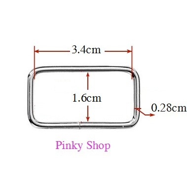 [Giá sỉ] Khoen chữ nhật 3.5cm màu bạc làm phụ kiện túi xách, balô Pinky Shop mã KCNB3.5