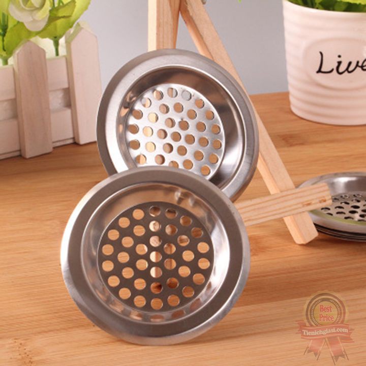 Miếng chặn lọc rác bằng kim loại inox chống tắc cống dạng trũng túi lọc rác bồn rửa bát lỗ cống nhà vệ sinh