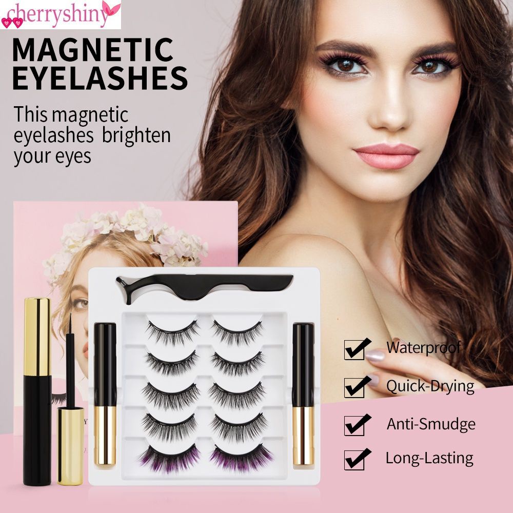 Bộ năm cặp lông mi giả từ tính 3D kèm bút kẻ mắt dạng lỏng
