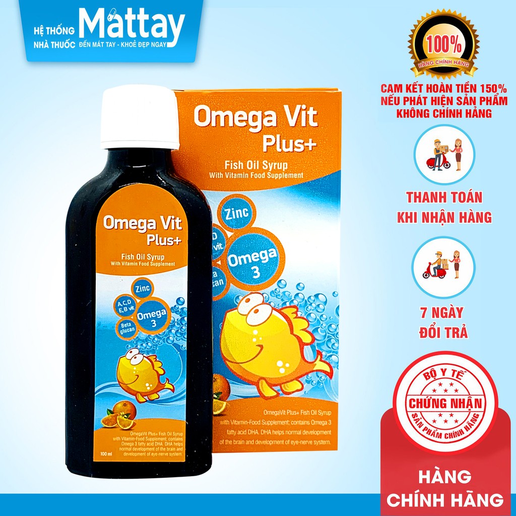 Omega Vit Plus+ - Chai 100ml - Bổ sung Omega 3 , Vitamin và Khoáng Chất | Thế Giới Skin Care