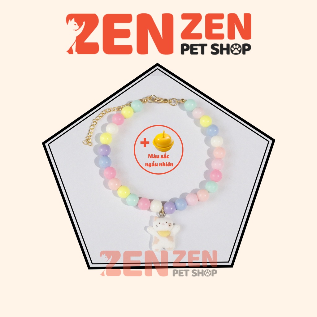 Vòng cổ cho chó mèo - Hạt chuỗi màu Pastel có Charm siêu dễ thương - tặng kèm chuông - Zen Zen Pet Shop