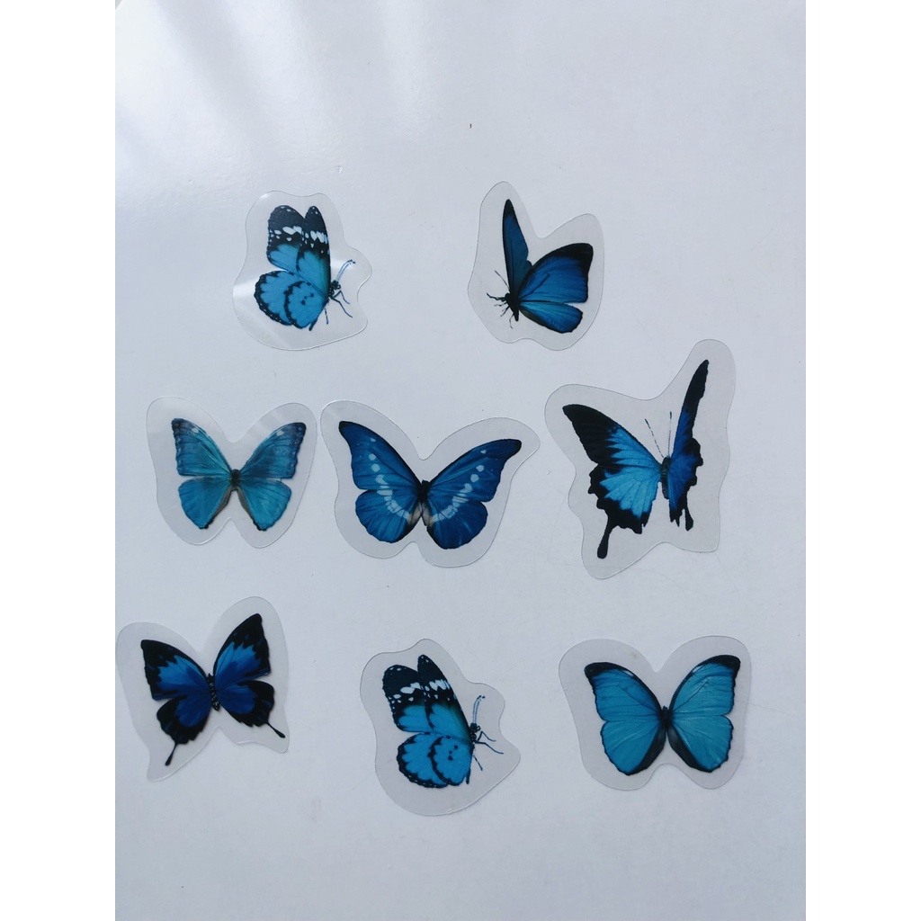 Set  40 hình Sticker 2D cánh bướm nhiều loại để dán sổ sách nón điện thoại vv...