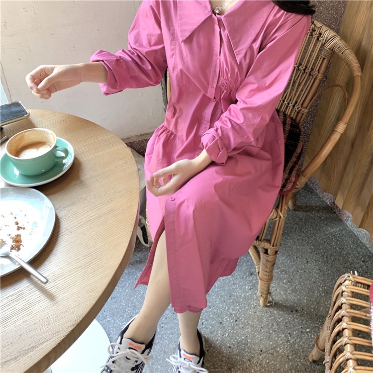 Đầm sơ mi xếp ly thiết kế lệch tà phong cách trẻ trung hợp thời trang | BigBuy360 - bigbuy360.vn