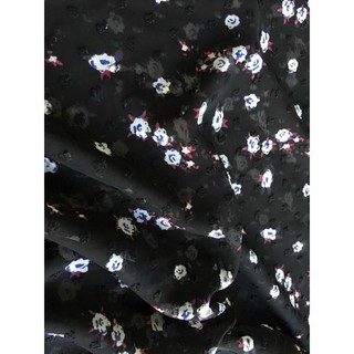 ⚡Sỉ tận gốc⚡ Vải voan tơ hoa nhí màu đen chất đẹp mềm mát khổ 1m5