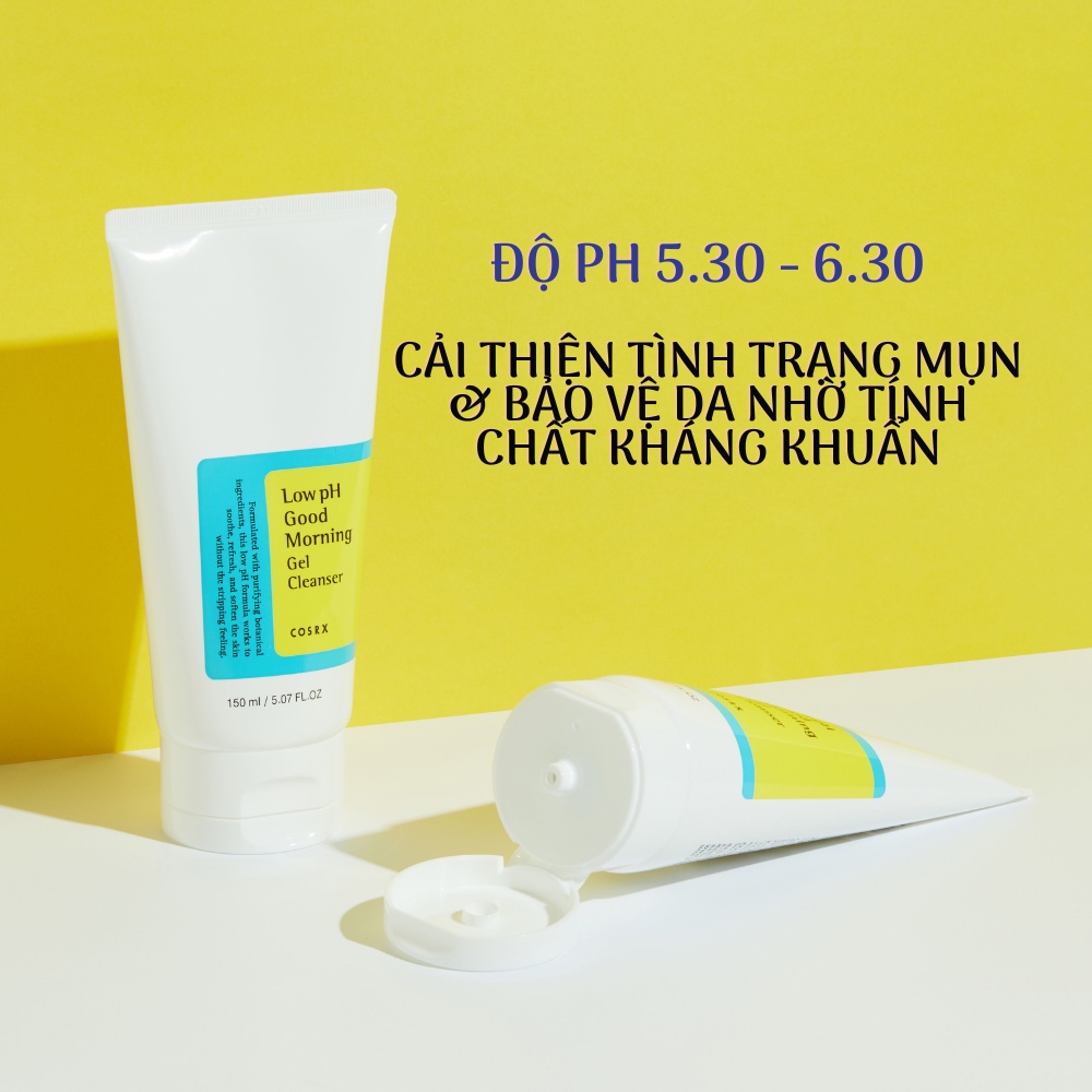 Sữa rửa mặt Cosrx Low Ph Good Morning Gel Cleanser - Mẫu mới tuýp mini 50ml