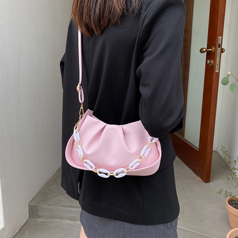 Túi đeo chéo vai IELGY hình đám mây đơn giản có dây xích phong cách Hàn Quốc dành cho nữ