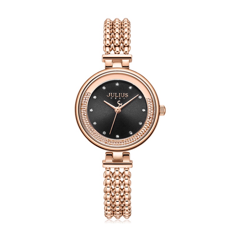 Julius Đồng Hồ quartz Mặt Tròn Đính Hạt Lấp Lánh Chống Thấm Nước Phong Cách Hàn Quốc 1285
