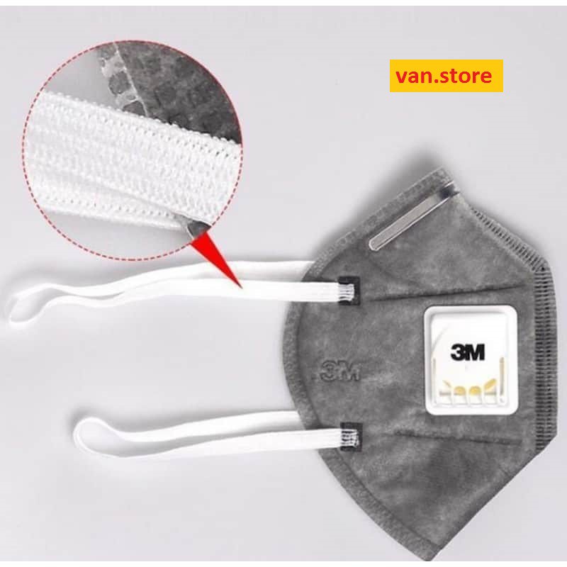 Khẩu Trang Cao Cấp 3M 9541V / 9542V Có Van Thở, Than Hoạt Tính - Dây Đeo Tai / DâyĐeo Đầu - Chính Hãng