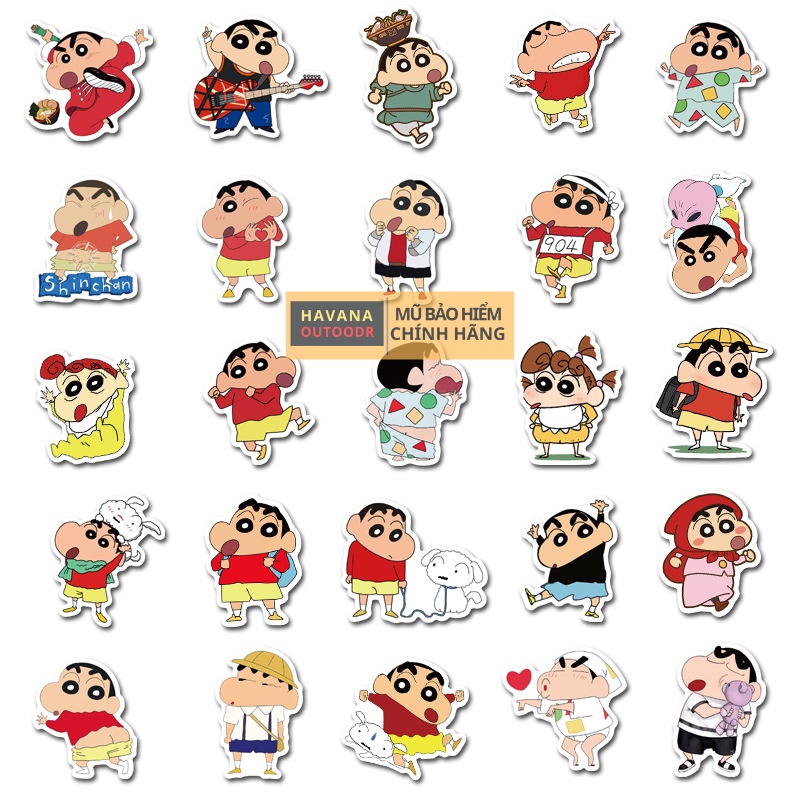 SET 10 Miếng Dán Sticker Shin Cute Chống Nước Gắn Mũ Bảo Hiểmm , Vali , Laptop , Ván Trượt .. Havana Store