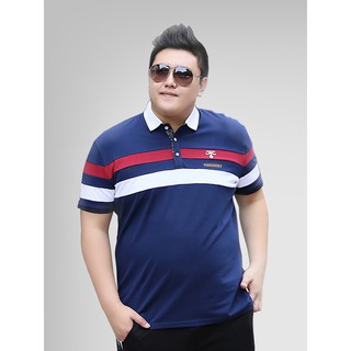 BIG SIZE Áo thun nam kẻ cổ đứng