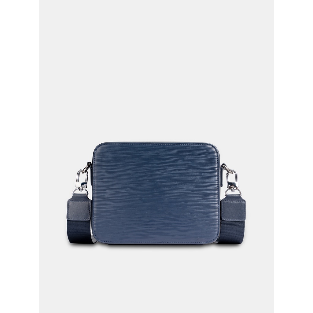 Túi Đeo Chéo Nam Da Bò Epi Cao Cấp FRANK Paul Duo Messenger Bag Túi Đựng Điện Thoại, Ipad Mini Cho Nam-Xanh Royal