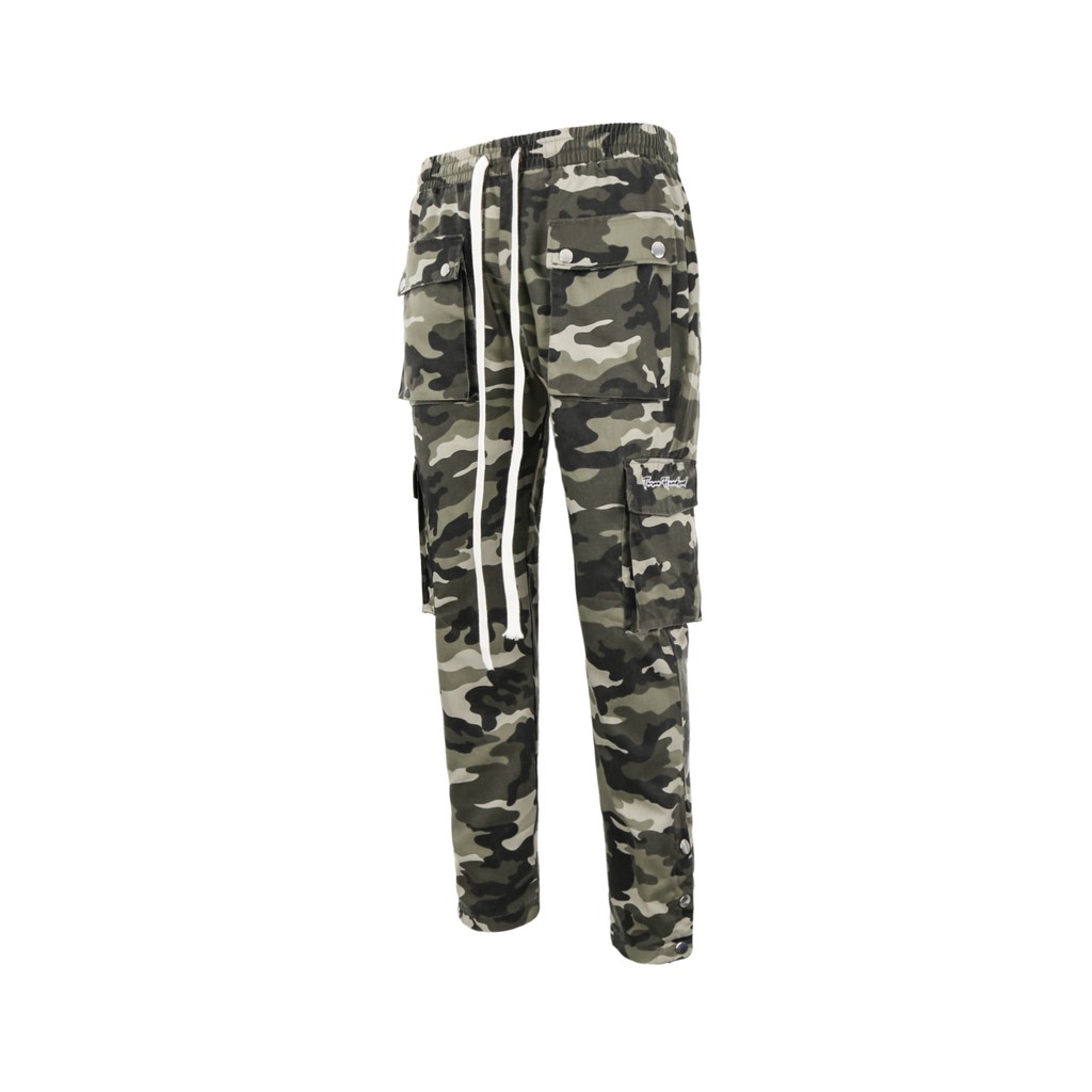 Quần Cargo 3Hundred Có Nút Bấm Túi Hộp Năng Động Chất Liệu Khaki Màu Xanh lá Camo