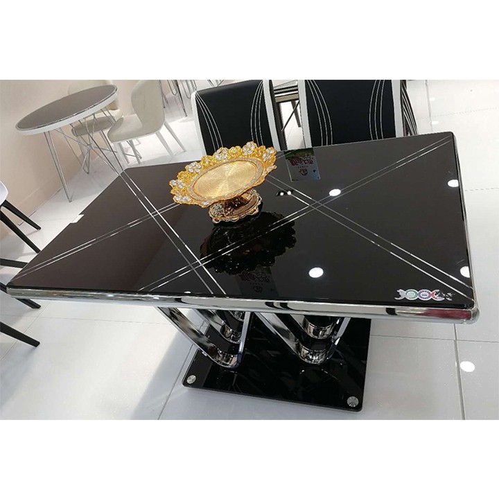 Bàn Ăn Inox Chữ Nhật Nhập Khẩu HHP-BA188-14 Đen Sang Trọng