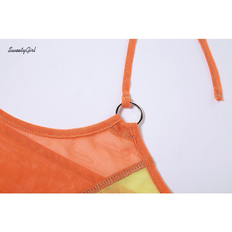 Đầm Hai Dây Ôm Dáng Màu Sắc Tương Phản Quyến Rũ Dành Cho Nữ