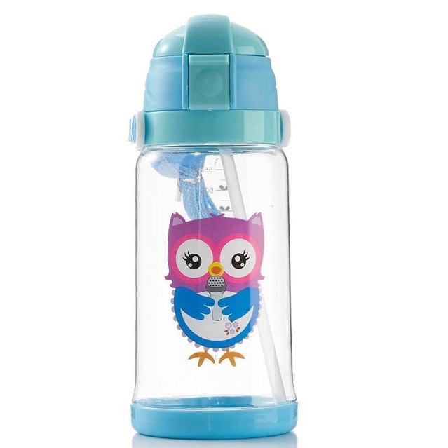 Bình nước in hình 550ml kèm ống hút - Bình nước có dây đeo- Bình nước học sinh