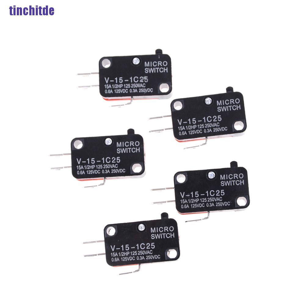 Bộ 5 Linh Kiện Điện Tử micro V-15-1C25 Kw9-0 15A 125 / 250Vac Chất Lượng Cao