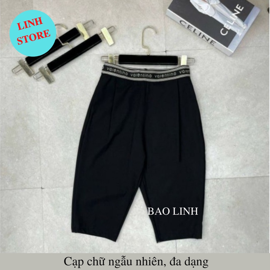 Quần Legging Đùi Nữ Linh Store Lưng Cao Dáng Ngắn Cạp Chữ Ngẫu Nhiên Chất Liệu Umi Hàn