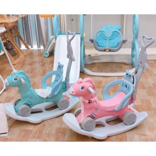 Ngựa bập bênh chòi chân 3in1 có tay đẩy