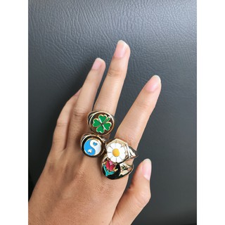 Nhẫn Đeo Tay Cosmo Họa Tiết Cỏ Ba Lá / Hoa Cúc Cho Nam Và Nữ