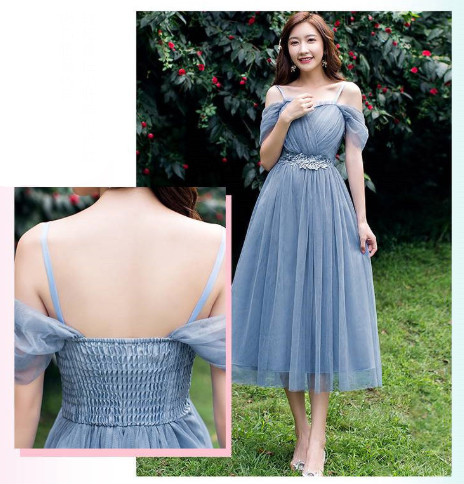 Đầm Phù Dâu Dáng Chữ A Thêu Họa Tiết Dễ Thương Dành Cho Nữ