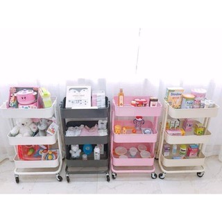 Kệ đa năng 3 tầng có bánh xe khung kim loại ikea - chính hãng