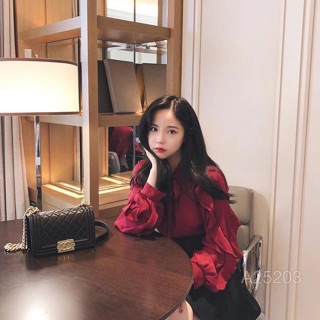 [Hàng oder] Set áo sơ mi đỏ mix chân váy HQ