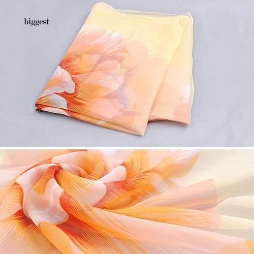 ☆Túi Xách Cỡ Lớn Thiết Kế Giản Dị Thời Trang☆Khăn Choàng Nữ, In Hoa, Vải Chiffon, Dài, Mềm Mại,