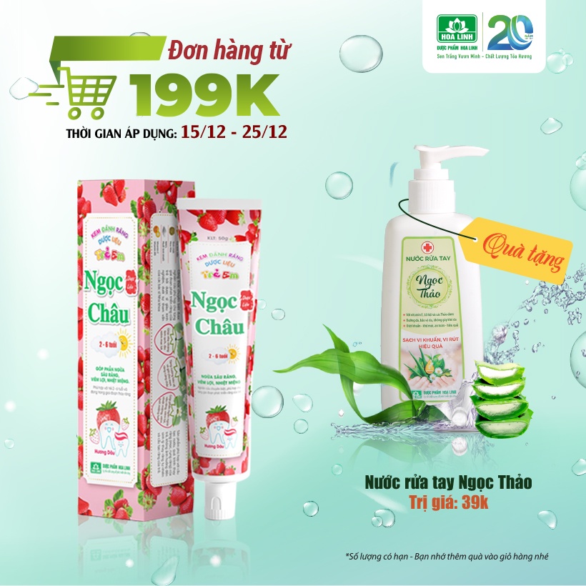 Kem đánh răng dược liệu Ngọc Châu Trẻ Em hương dâu (2 - 6 tuổi)