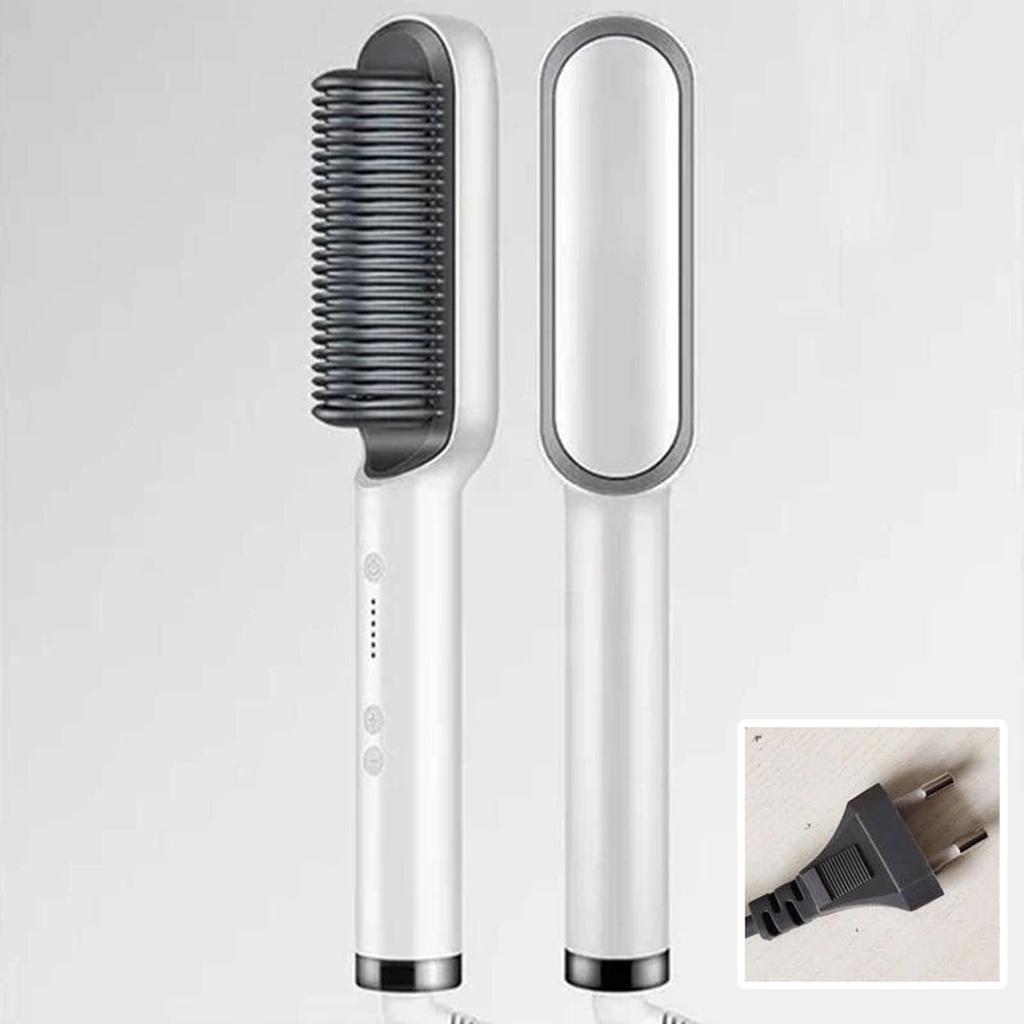 Hàng Hot Lược Điện Chải Thẳng Tóc Tự Động Chống Bỏng Có Thể Điều Chỉnh Phích Cắm EU