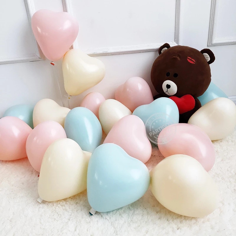 Set 50 Bong Bóng 12 Inch Trái Tim Hồng Macaron Trang Trí Tiệc Cưới/Sinh Nhật