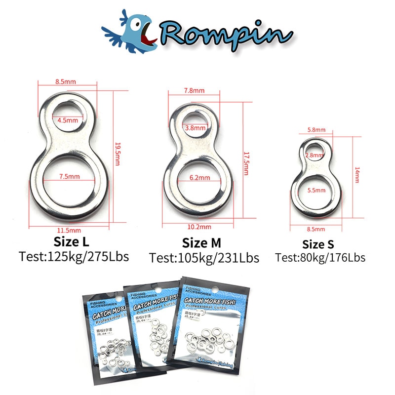 Túi 10 Khoen Móc Câu Hình Số 8 Bằng Thép Không Gỉ