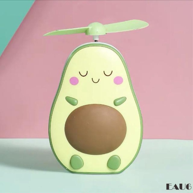 Quạt mini hình trái bơ dễ thương có đèn LED đa năng E6