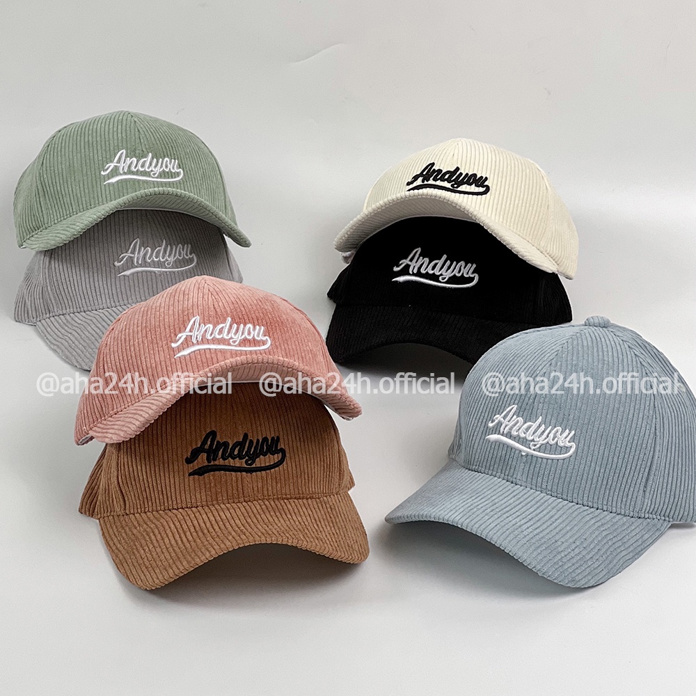 Mũ lưỡi trai thêu chữ Andyou chất nhung tăm form unisex nam nữ thời trang đẹp AH1611