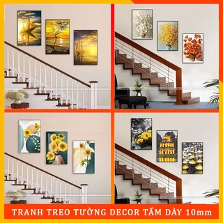 Tranh dán tường Cầu Thang 3D lọ hoa in UV chống bay màu, chống ẩm mốc kèm băng dính xốp