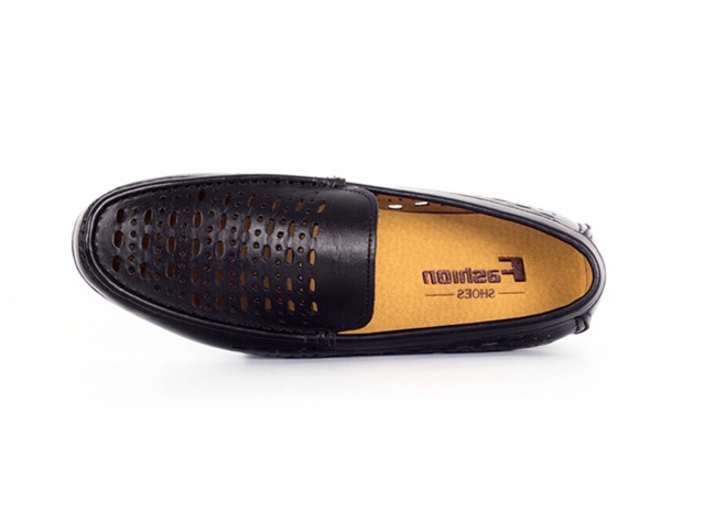 Giày nam thoáng khí mùa hè, da bò, giày hè có 2 màu đen, nâu thời trang, phù hợp công sở, bảo hành trọn đời - PL003-DEN