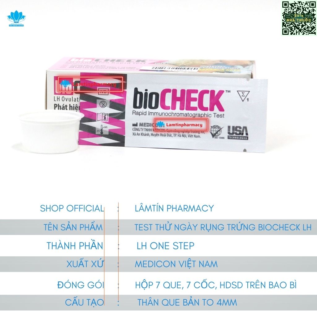 Que thử rụng trứng biocheck chính hãng  - biết chính xác ngày rụng trứng hộp { hộp 7 que } - che tên khi giao