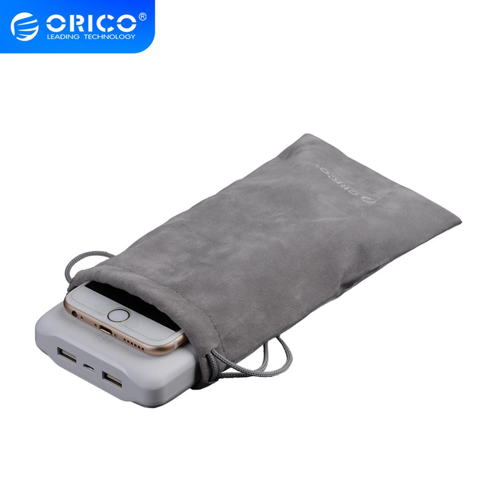 Túi Đựng Điện Thoại Và Sạc Dự Phòng USB ORICO SA1810 Vải Nhung Mềm Có Dây Rút Màu Xám