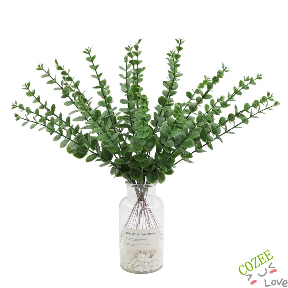 Bộ 12 cành lá khuynh diệp chất liệu nhựa trang trí đám cưới/tại nhà