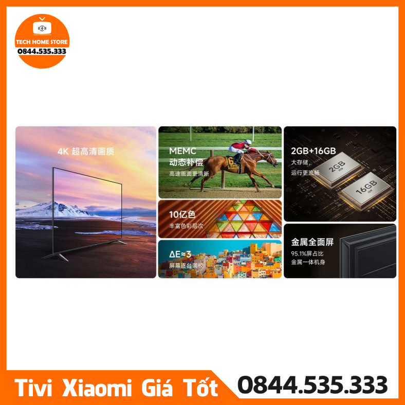 Tivi Xiaomi EA Pro 65" RAM2GB/16GB/MEMC/Ultra HD 4K