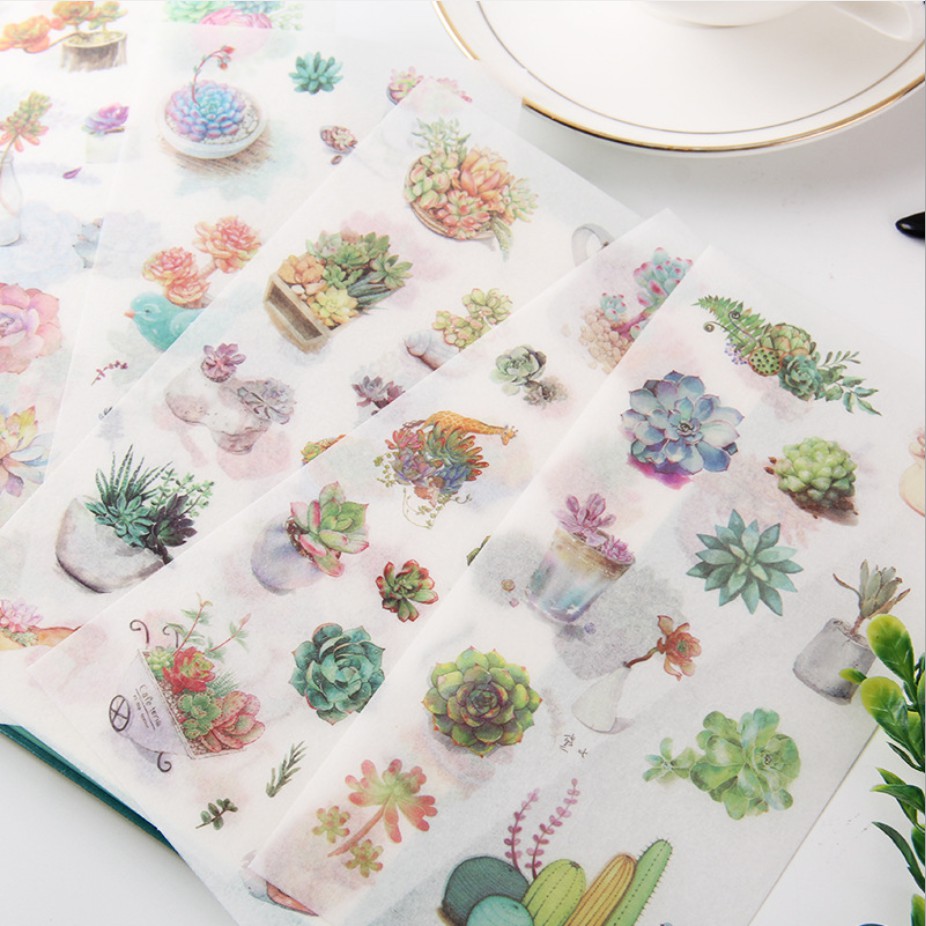 Set 6 tấm sticker giấy washi 16 x 8 cuộc sống hàng ngày