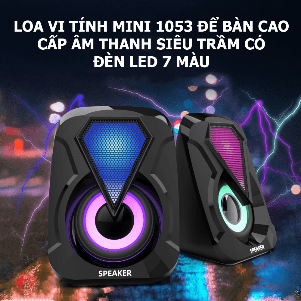 Loa vi tính mini các phiên bản hot để bàn cao cấp âm thanh siêu trầm có đèn led 7 màu - NK