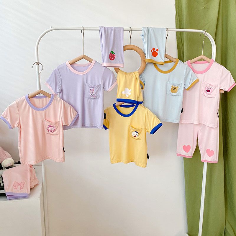 Bộ Đồ Ngủ Tay Ngắn Cổ Tròn Thời Trang Mùa Hè Cho Bé