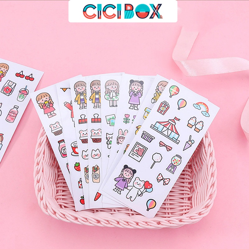 Sticker cute trang trí dán laptop tập vở bình nước Nhãn dán dễ thương CICIBOX