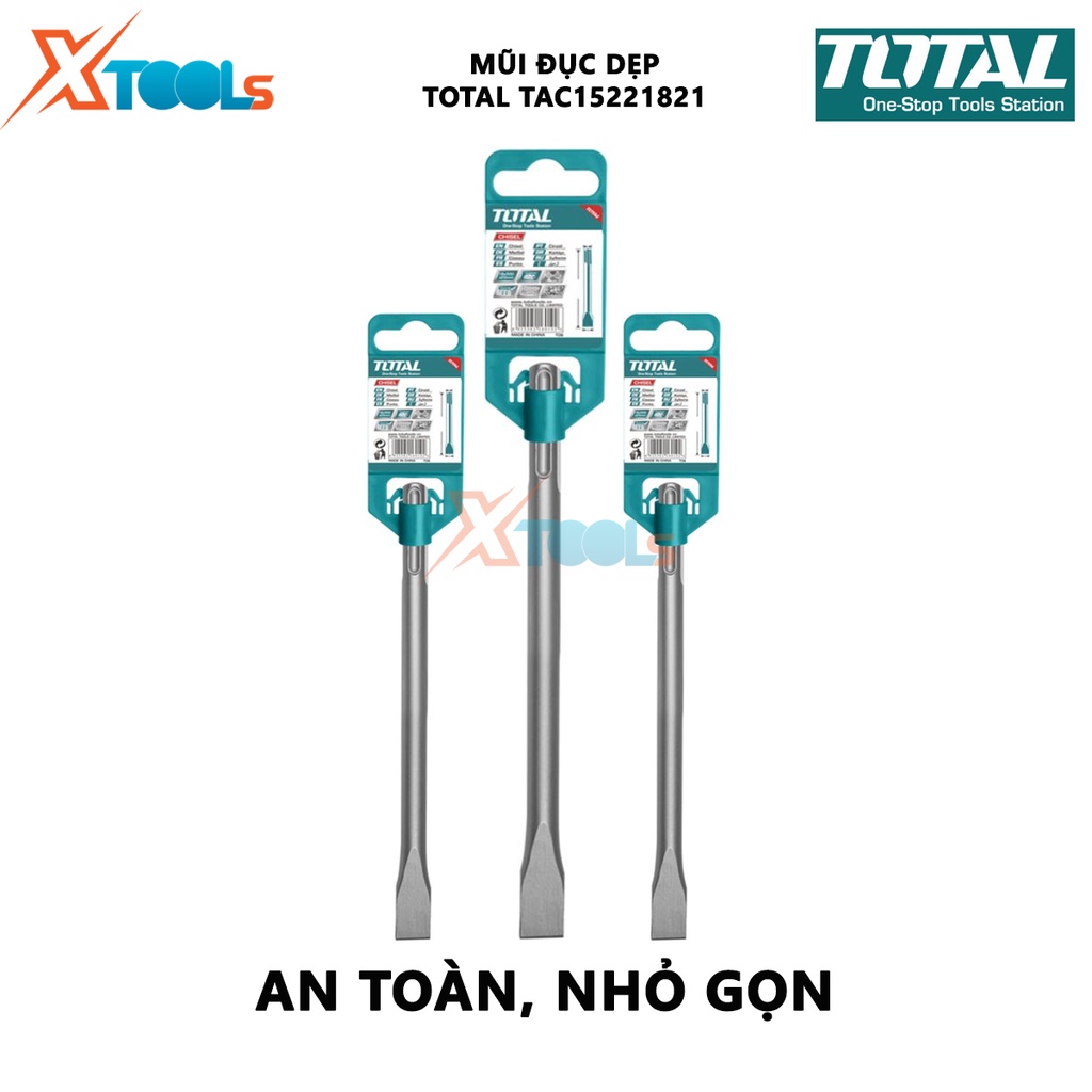 Mũi đục dẹp Total TAC15221821 | mũi đục dẹp size 18X400mm, độ bền cao, chịu nhiệt tốt, đục gỗ, tường, bê tông  [XTOOLS]