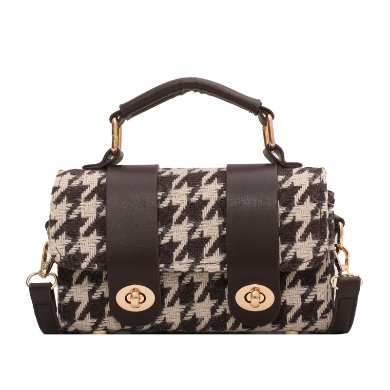 Túi đeo chéo có khóa kéo chống trộm họa tiết caro thời trang cho bé