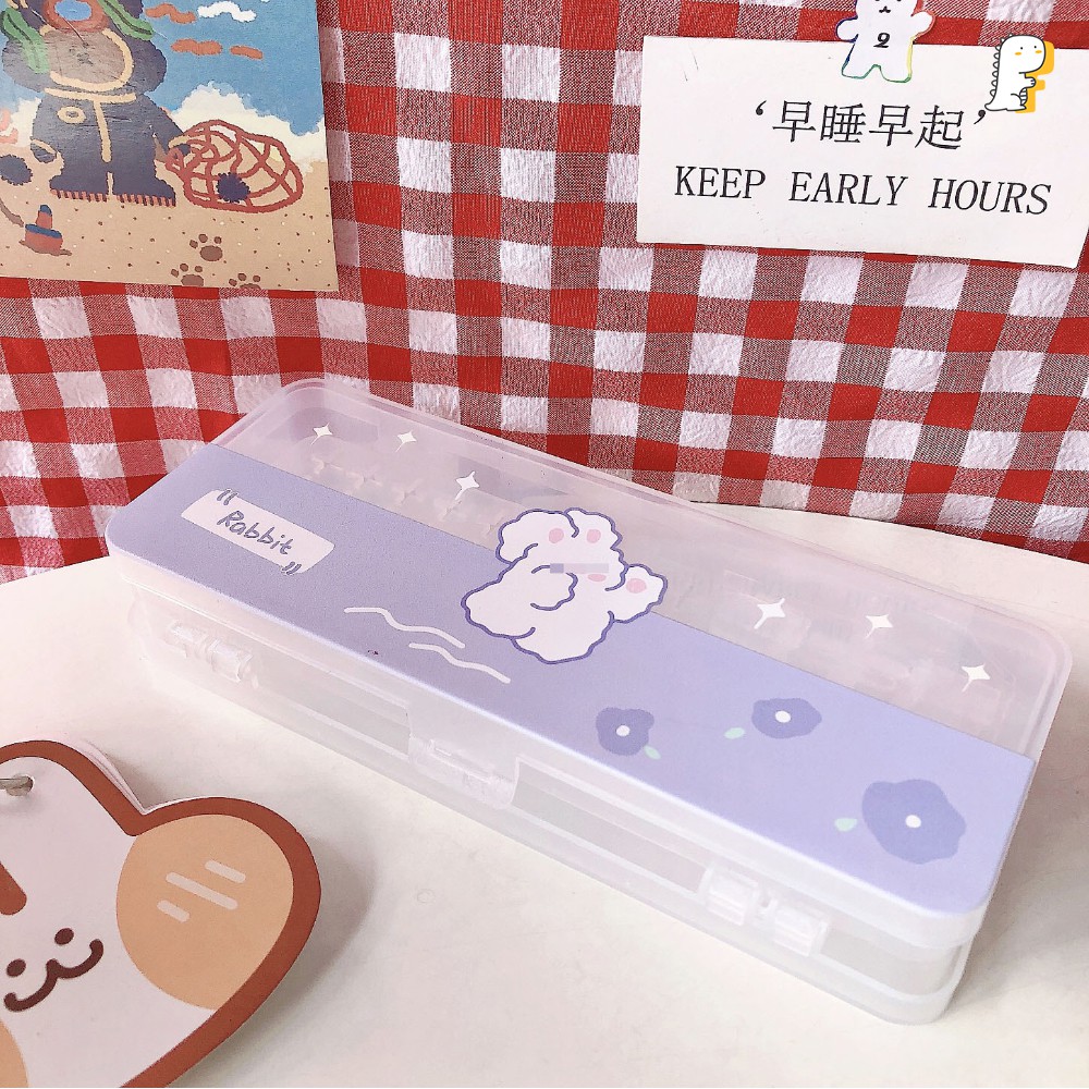 Hộp bút nhựa hai mặt nhiều hình