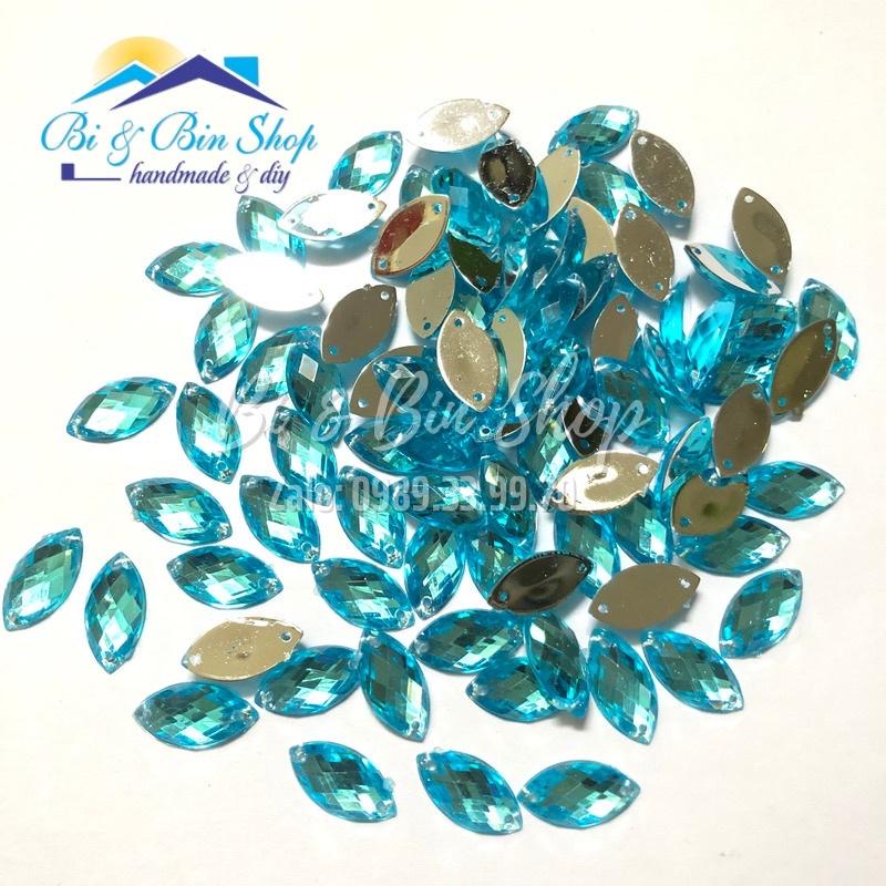 72 Viên Đá Kết Lá Me 9x18mm Đính Kết Trang Phục Thời Trang