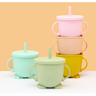 [Hàng chính hãng] Cốc tập uống silicone 3 giai đoạn chống đổ cho bé