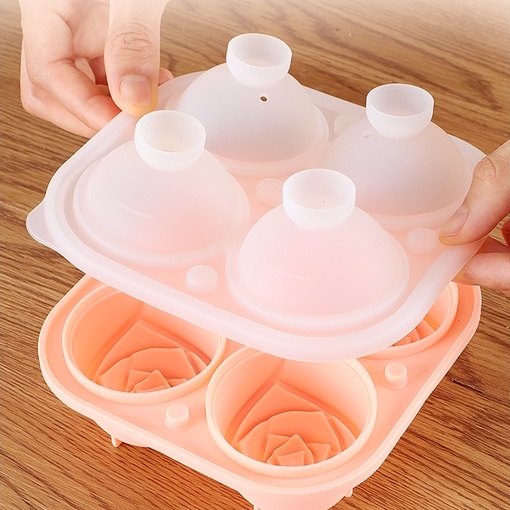 Khuôn Silicone Làm Đá Hình Hoa Hồng 3D 4 Ngăn Tiện Dụng